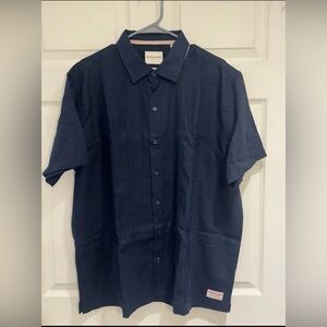 Scotch & Soda Men’s Dark Blue Navy Casual Button Down Linen Shirt XXL New